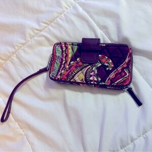 Vera Bradley wrist clutch with card slots and zipper pouch